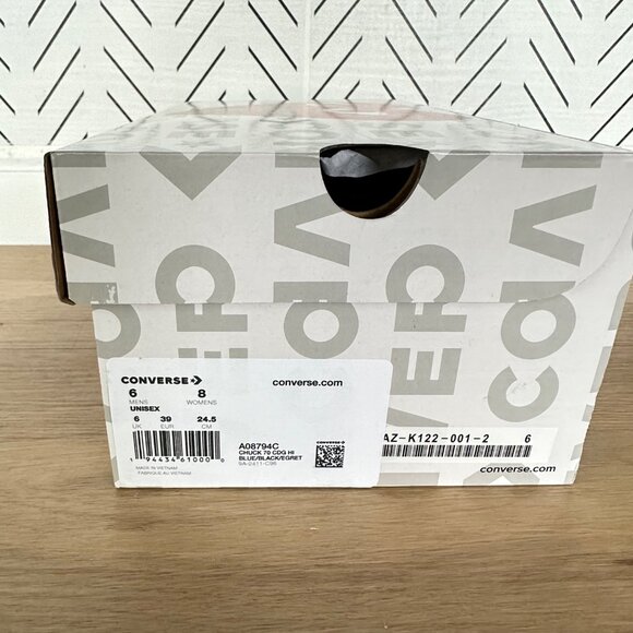 🖤🖤Comme Des Garçons Play X Converse Chuck 70 Hi Sz 6 Mens Shoes Blue A08794C🖤 - Picture 8 of 10